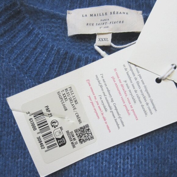 NWT La Maille Sezane Luke Jumper in Faded Blue Cream Floral Sweater XXXL 3XL - Picture 7 of 8
